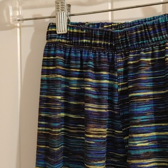 Sweet Legs Petite blue green yellow pattern leggings stretchy pants - Picture 2 of 6